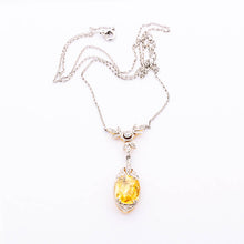 Load image into Gallery viewer, Yellow sapphire & diamond pendant in platinum and 18ct white gold
