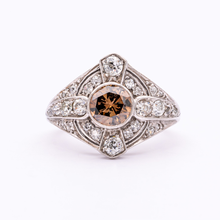 Load image into Gallery viewer, Cognac Diamond Cocktail Ring Front
