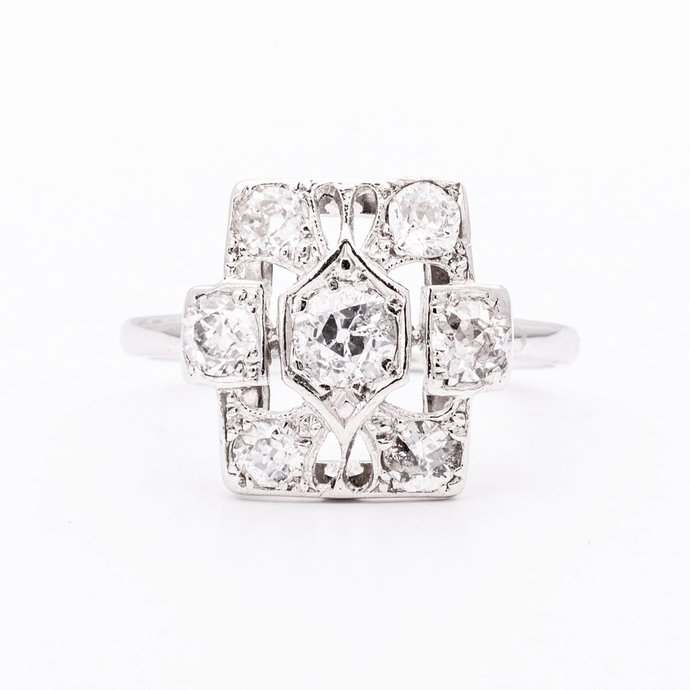 Diamond Art Deco Panel Ring