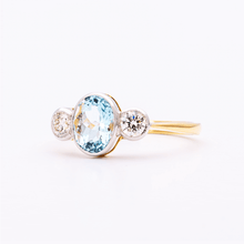 Load image into Gallery viewer, Diamond &amp; Aquamarine 3 Stone Ring
