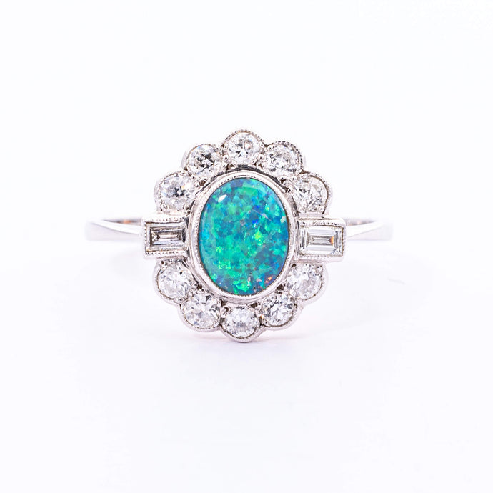 Opal and Diamond Cluster Ring Corrigan Jewels
